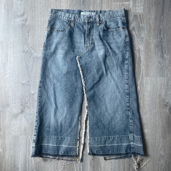 Vtg Y2K Fornarina Distressed Denim Low Rise Skirt Asymetrical Utility Sz M - Picture 1 of 7